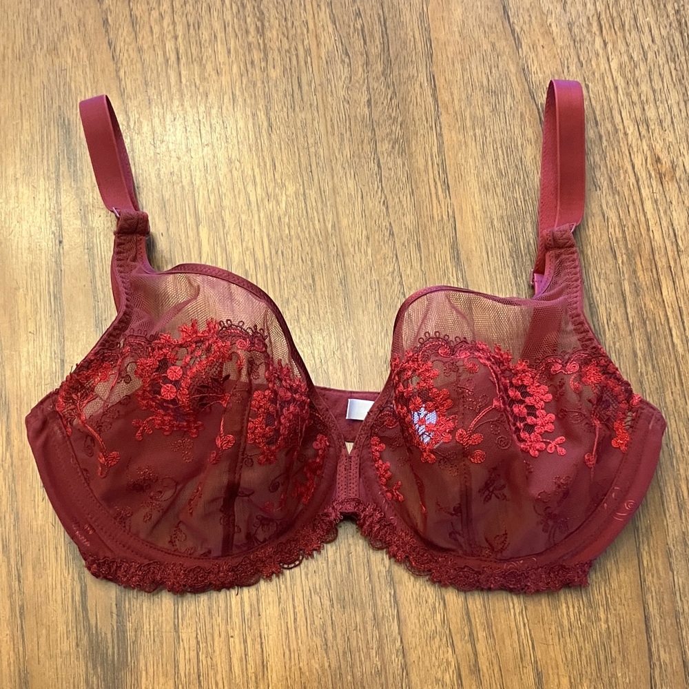 Simone Perele “Wish” DEEP RED lace full cup bra